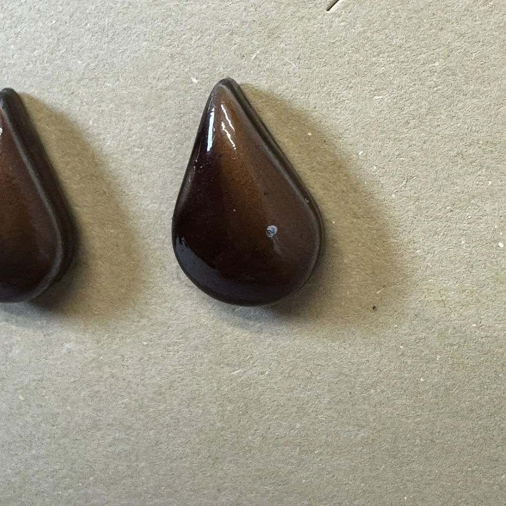 Brown/Bronze Heavy Tear‎ Drop Metal Stud Earrings